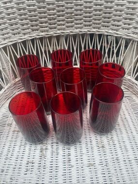 9 Anchor Hocking Royal Ruby Tumblers